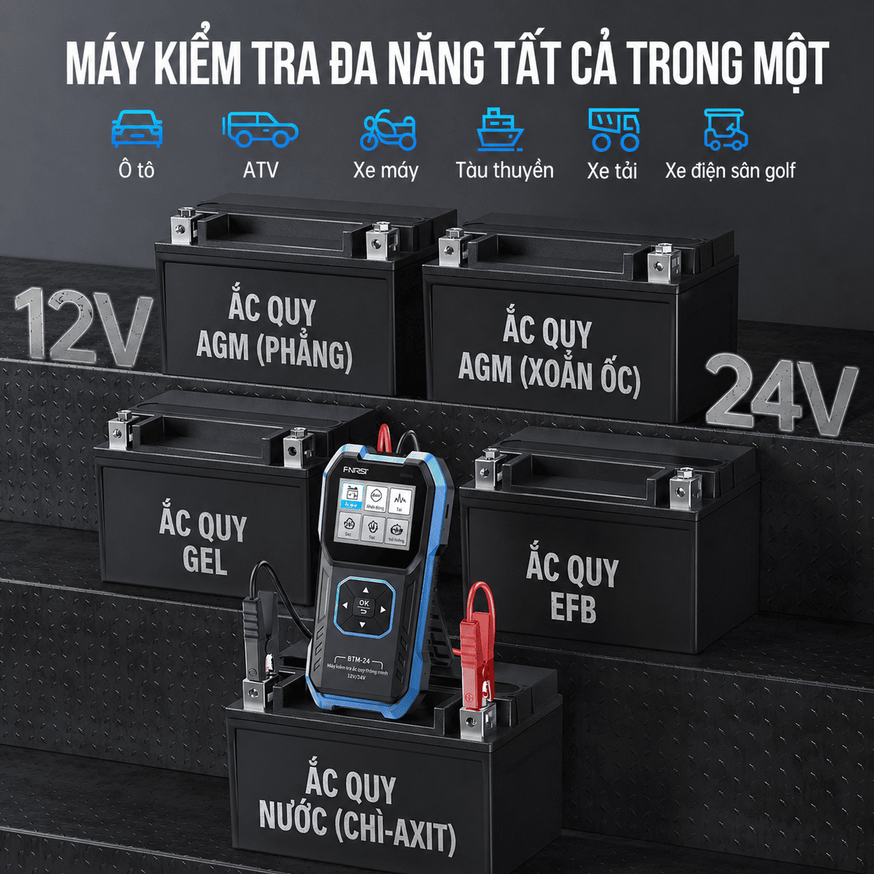 Máy Test Ắc Quy FNIRSI BTM-24 Đo Điện Áp, Nội Trở, Kiểm Tra Sạc & Khởi Động - Ảnh 7