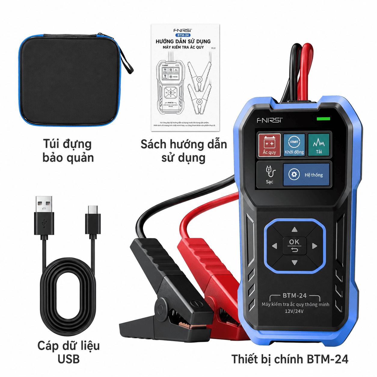 Máy Test Ắc Quy FNIRSI BTM-24 Đo Điện Áp, Nội Trở, Kiểm Tra Sạc & Khởi Động - Ảnh 2